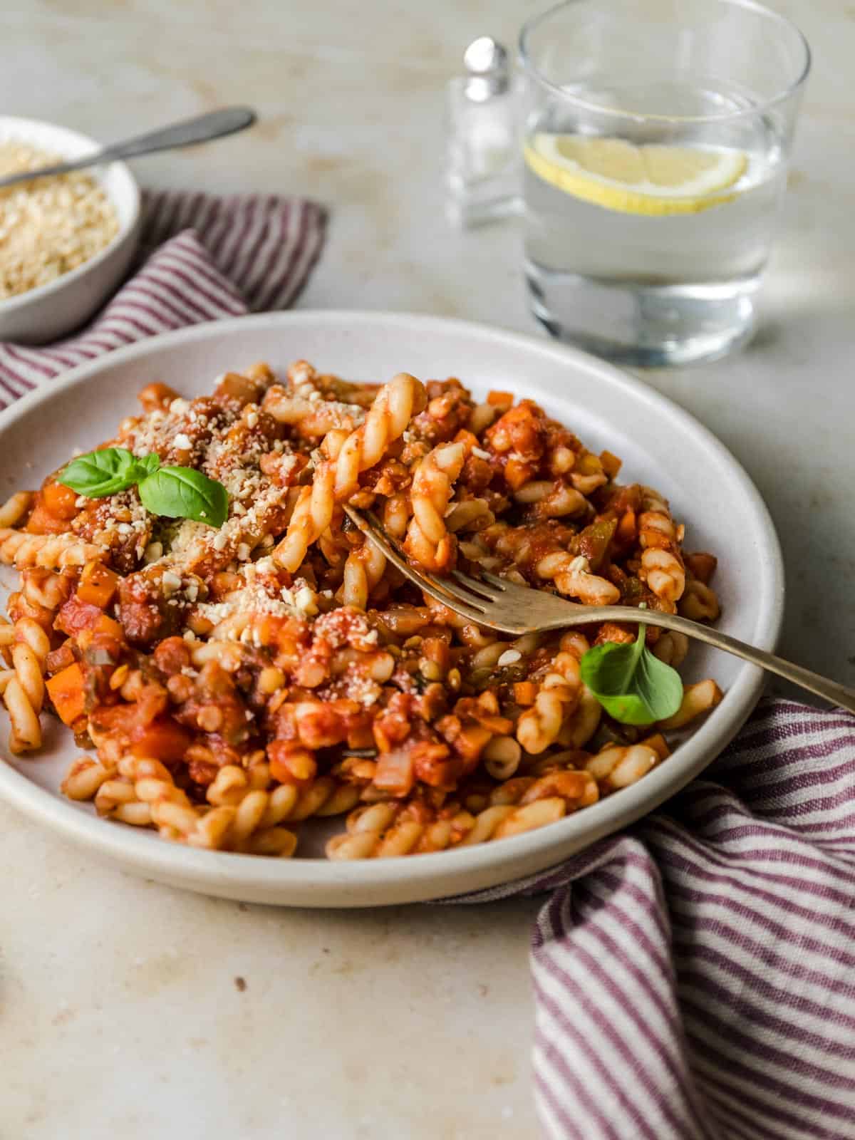 healthy lentil bolognese vegan
