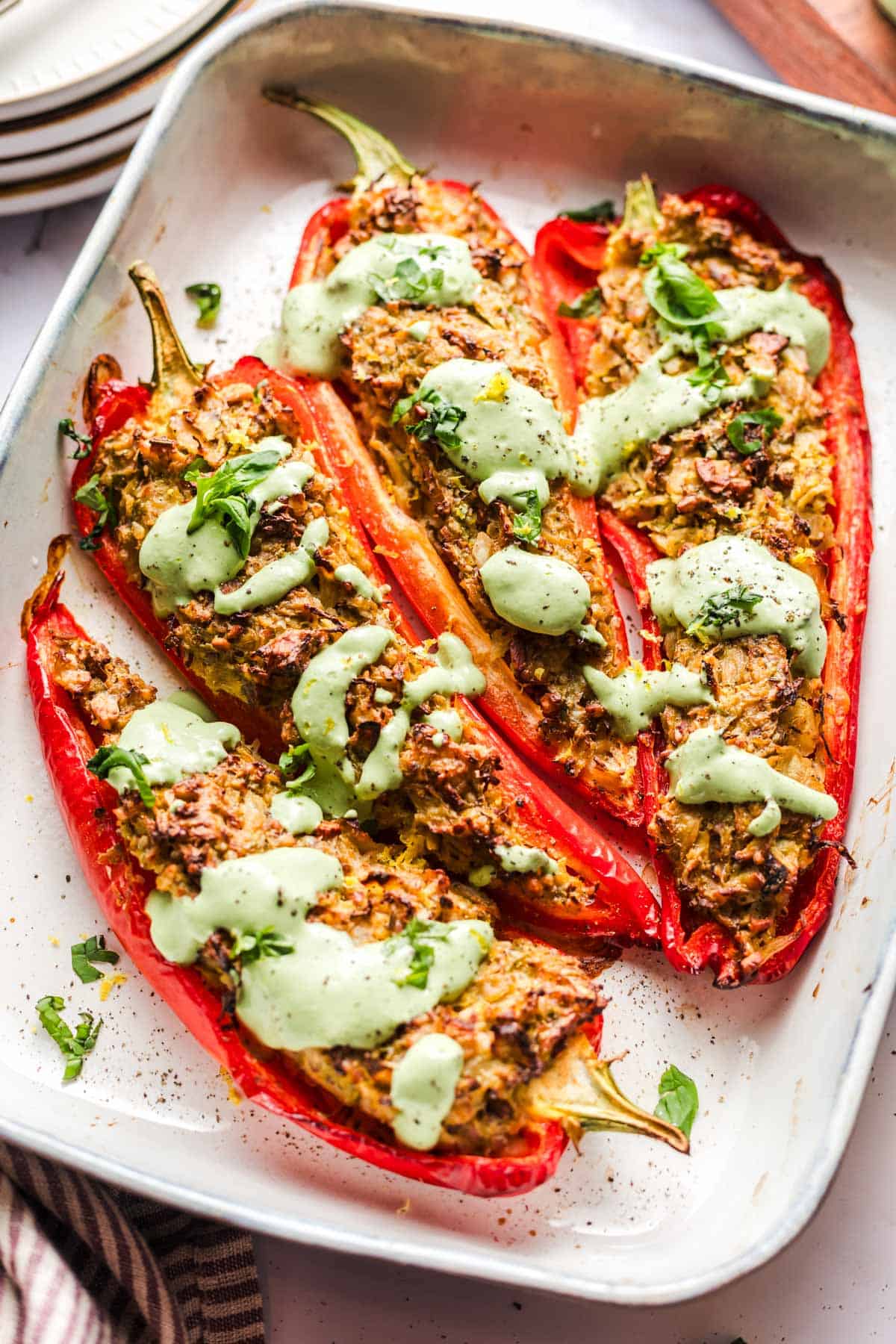 herby roasted red peppers vegan