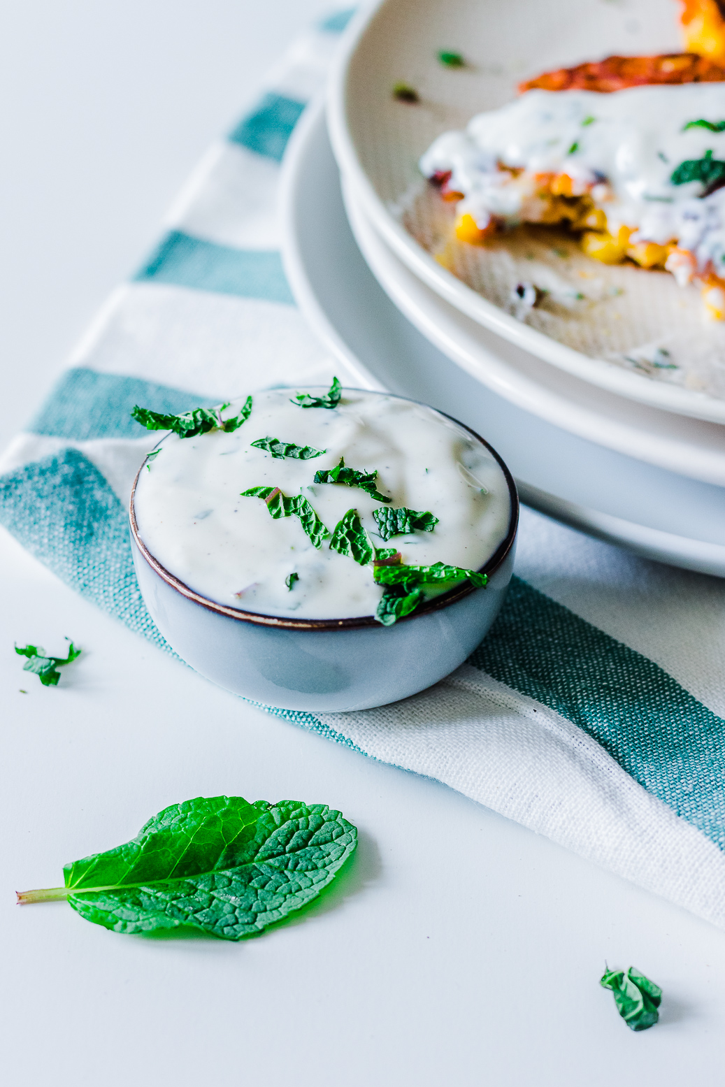 Savory Carrot-Corn Fritter with Mint Dip #vegan #gluten-free #oil-free
