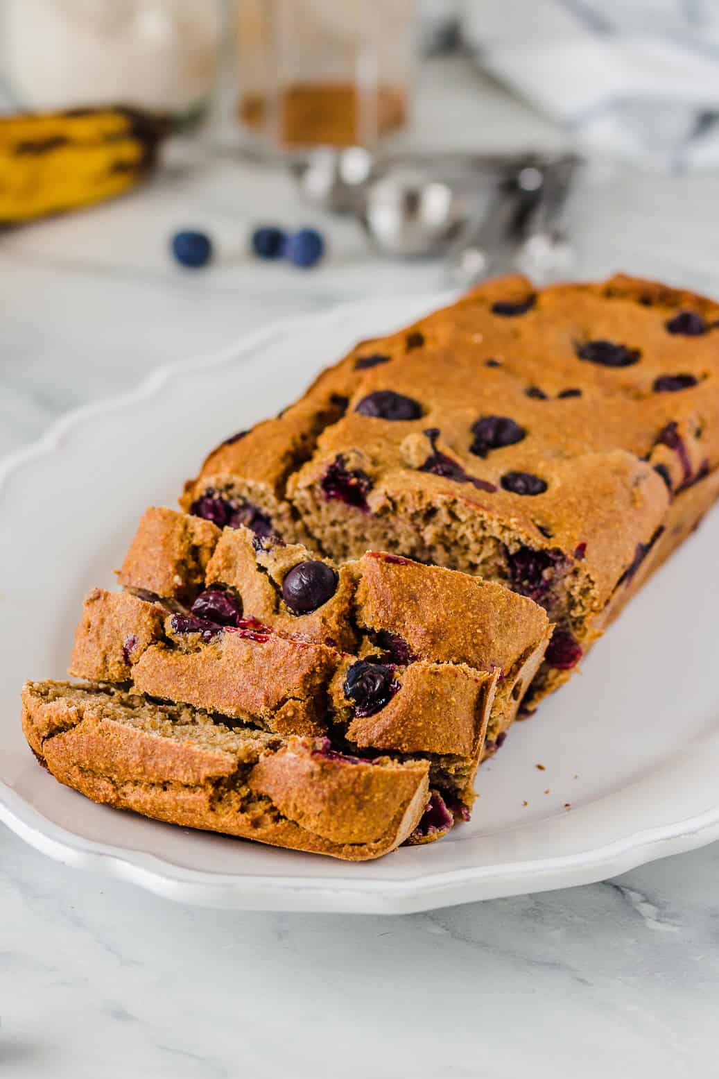 oil-free vegan blueberry-banana bread made with oat flour #vegan#oil-free#gluten-free#bananabread