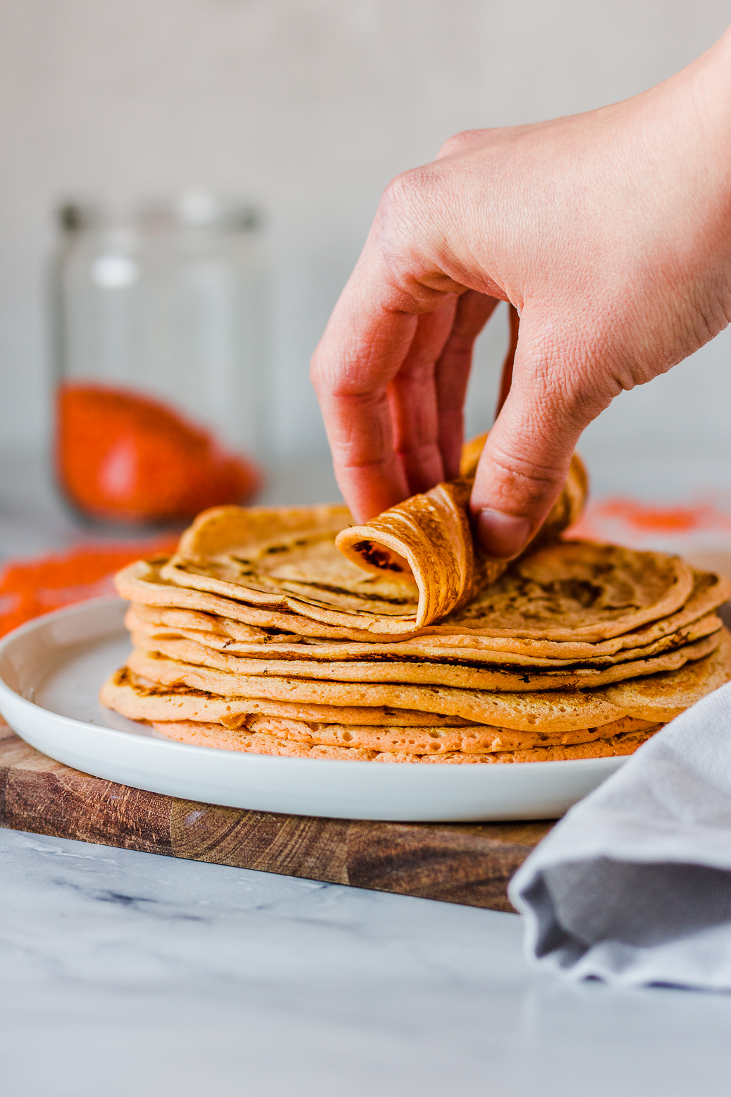 3-ingredient tortillas made from red lentils #vegan #lentils #lowcarb #tortillas