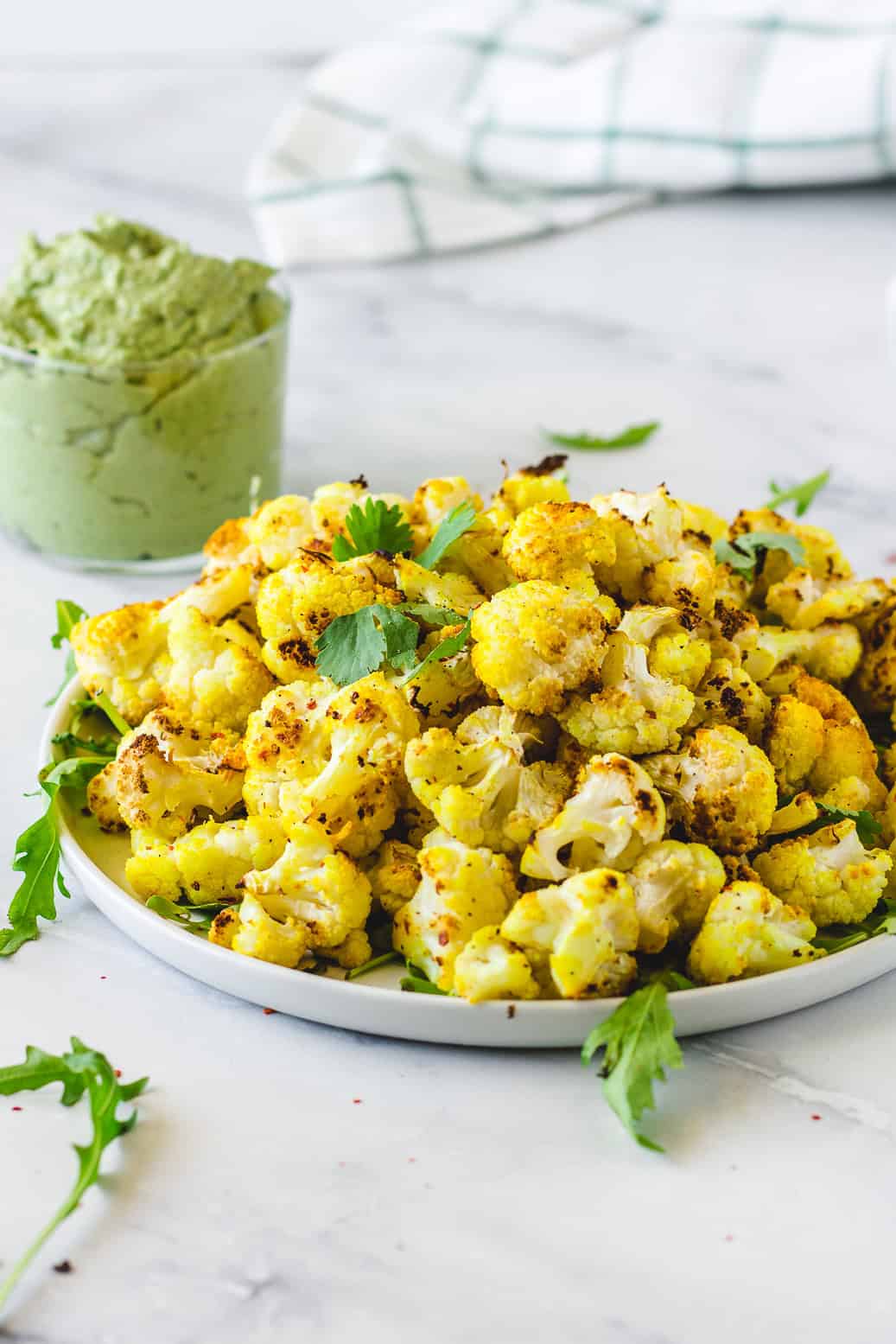 Roasted cauliflower with wild garlic sauce #vegan#healthy#pesto