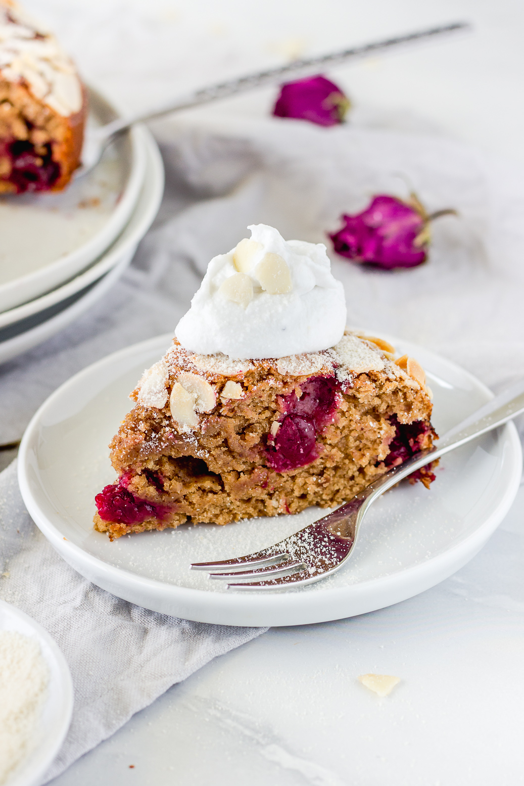 Vegan Cherry-Almond Cake #vegan#baking#oil-free#cake