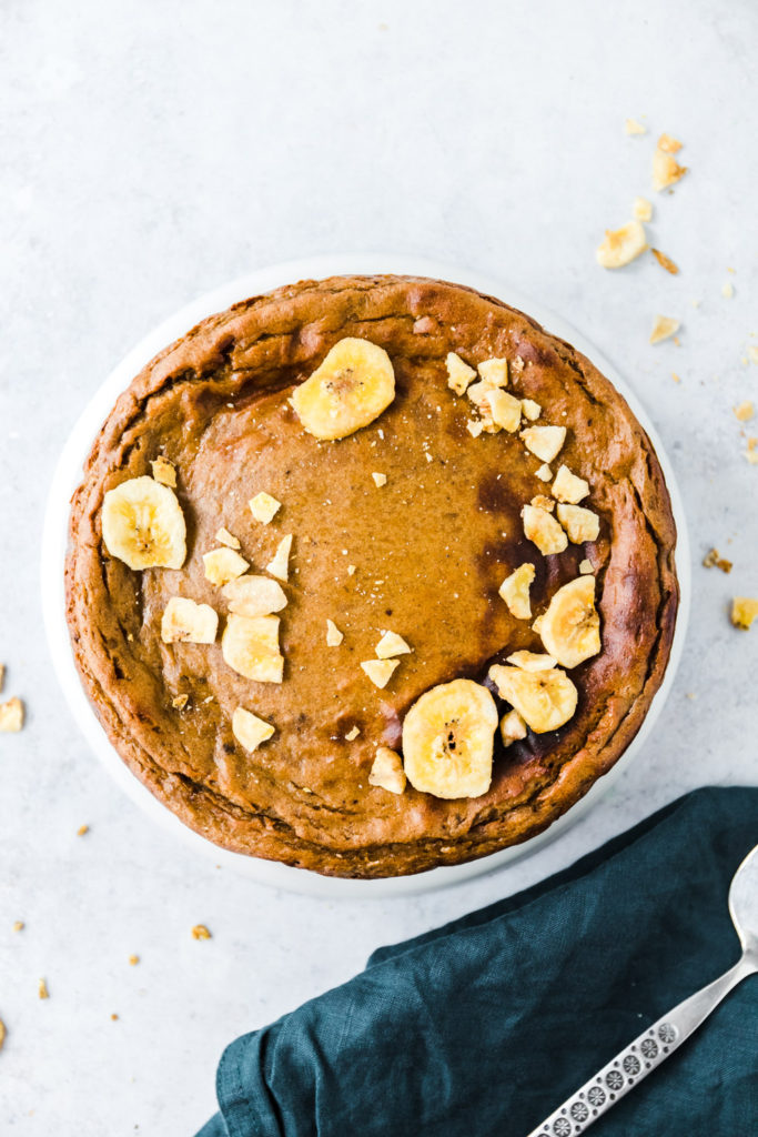 Oil-free vegan banana baked cheesecake #cheesecake