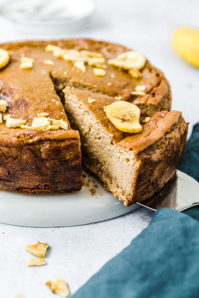 Oil-free vegan banana baked cheesecake #cheesecake
