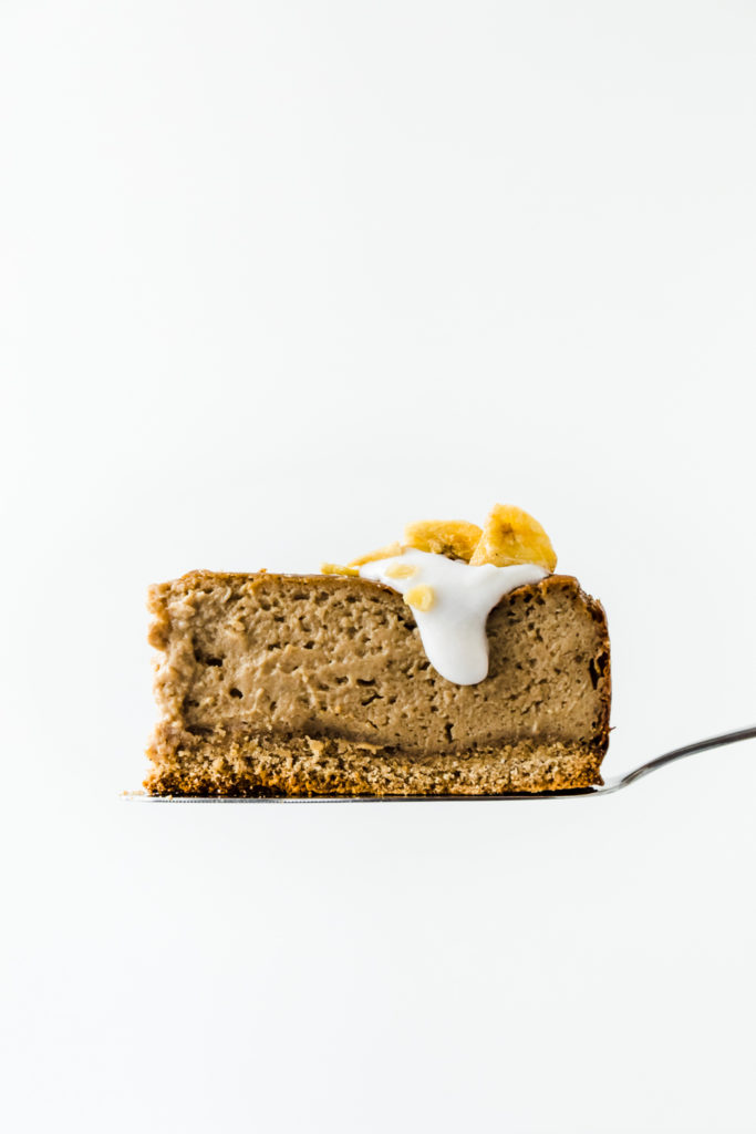 Oil-free vegan banana baked cheesecake #cheesecake