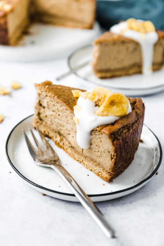 Oil-free vegan banana baked cheesecake #cheesecake