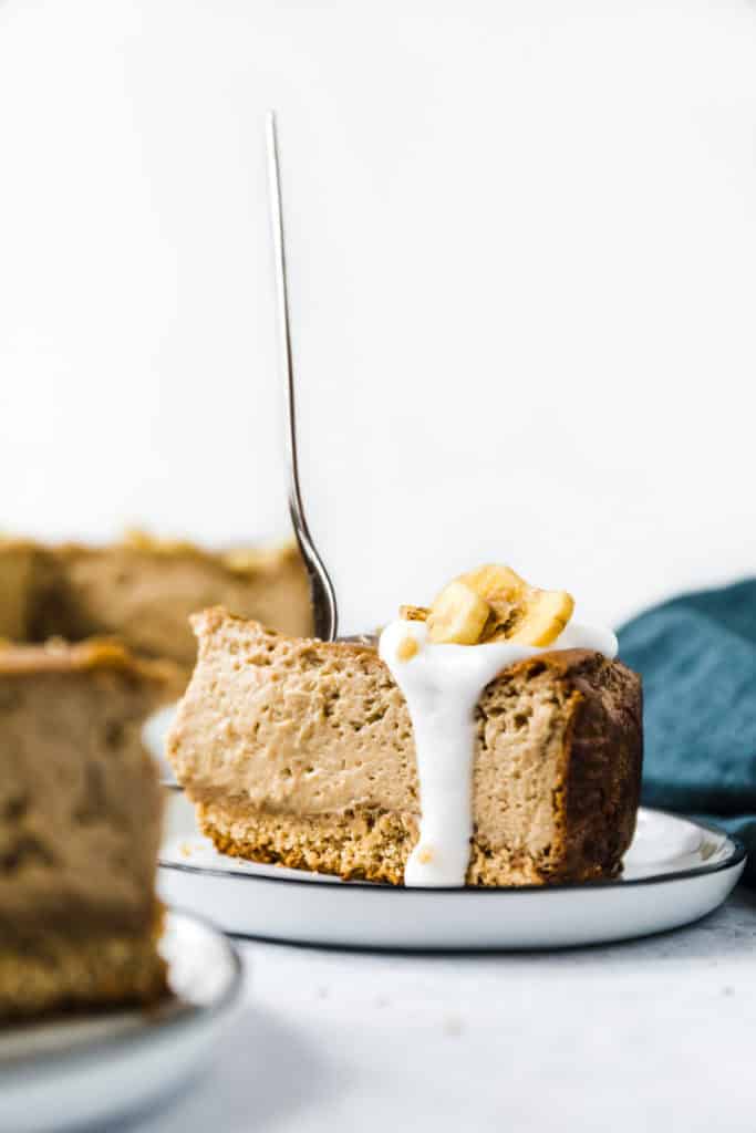 Oil-free vegan banana baked cheesecake #cheesecake