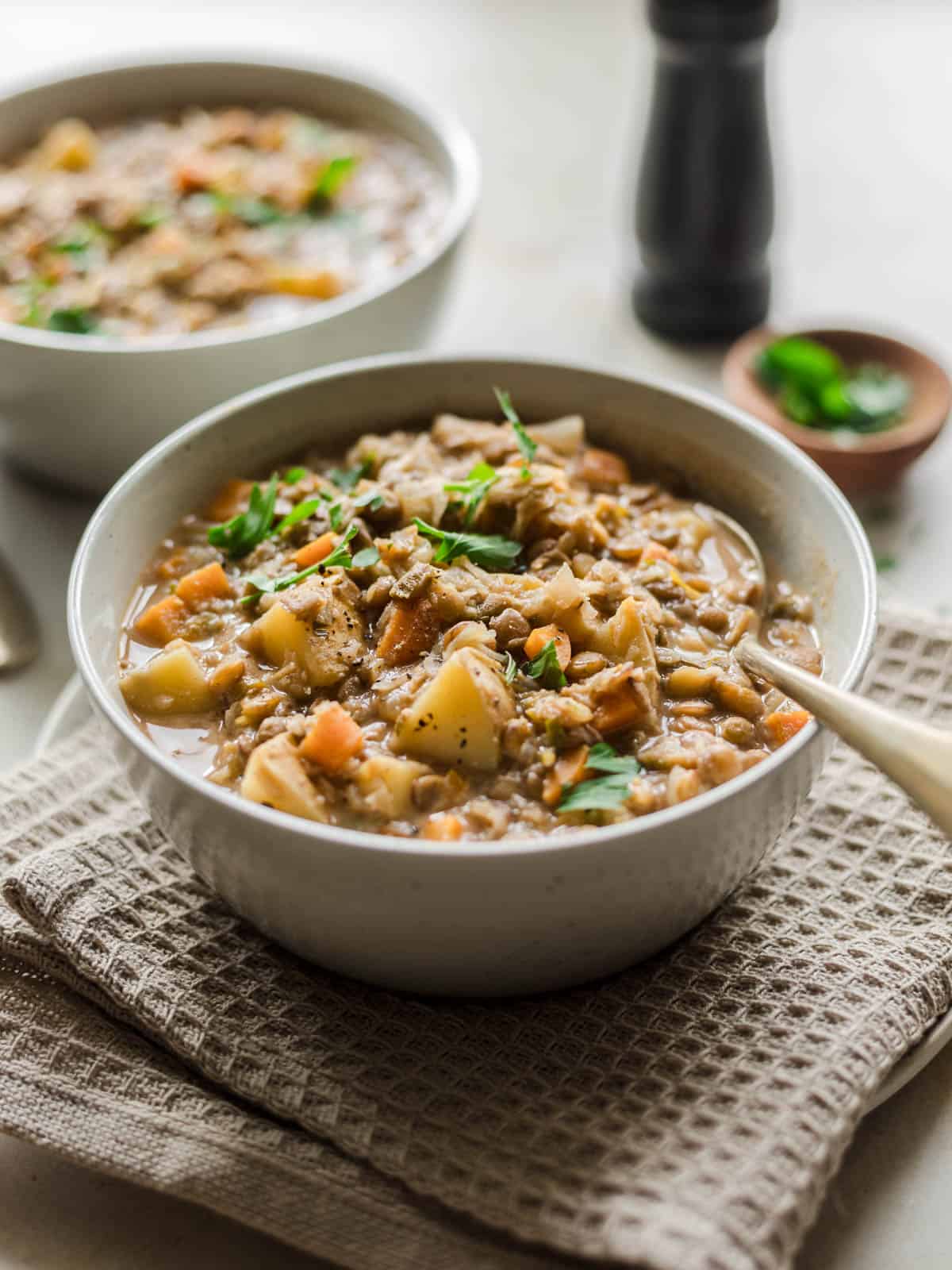 vegan lentil stew with potatoes