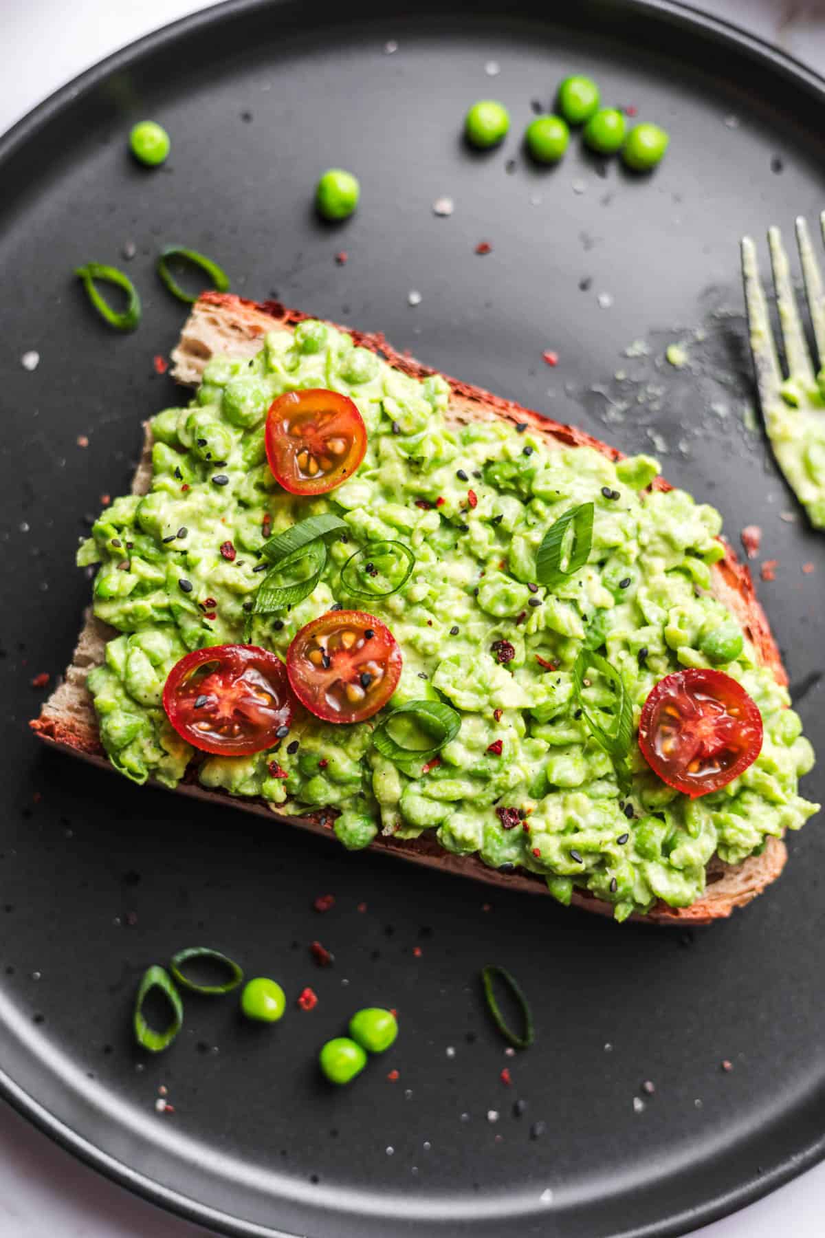 Creamy Vegan Pea Toast with Tahini