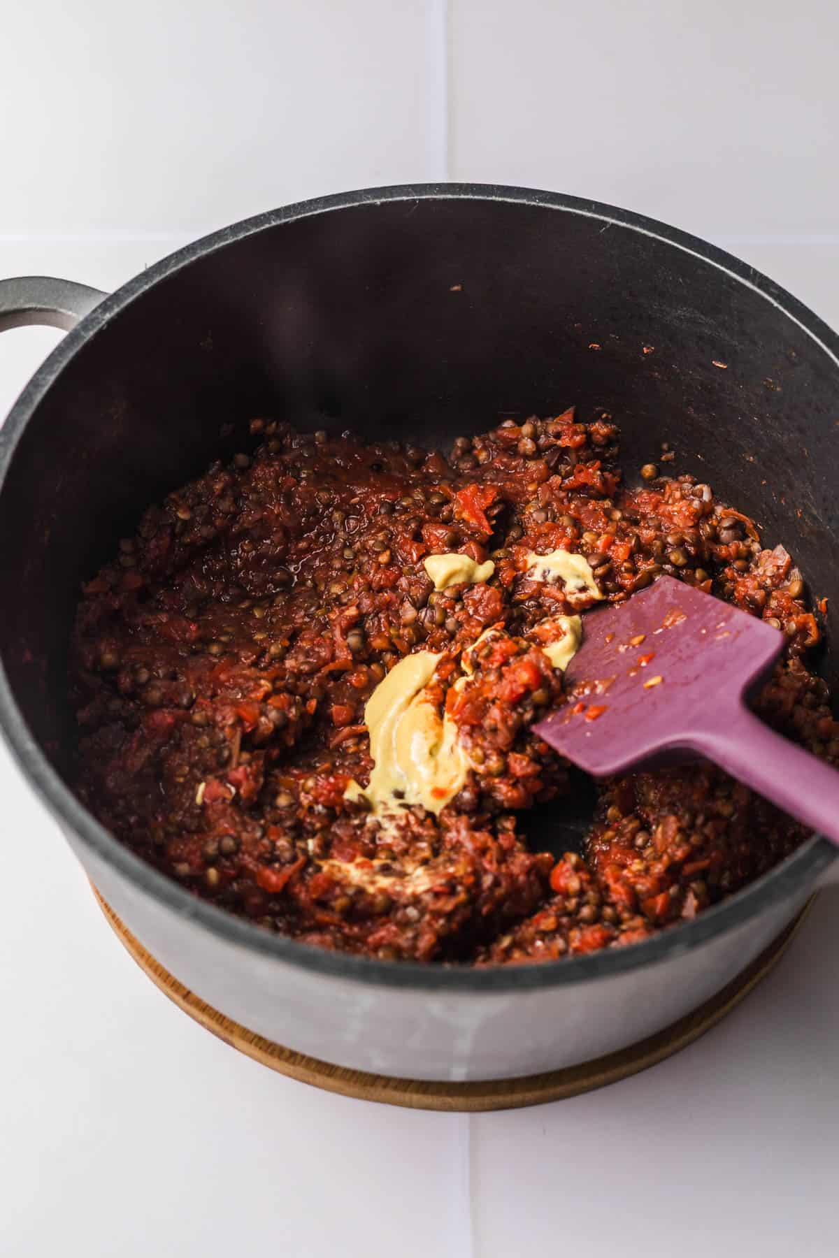 homemade lentil spread with mustard