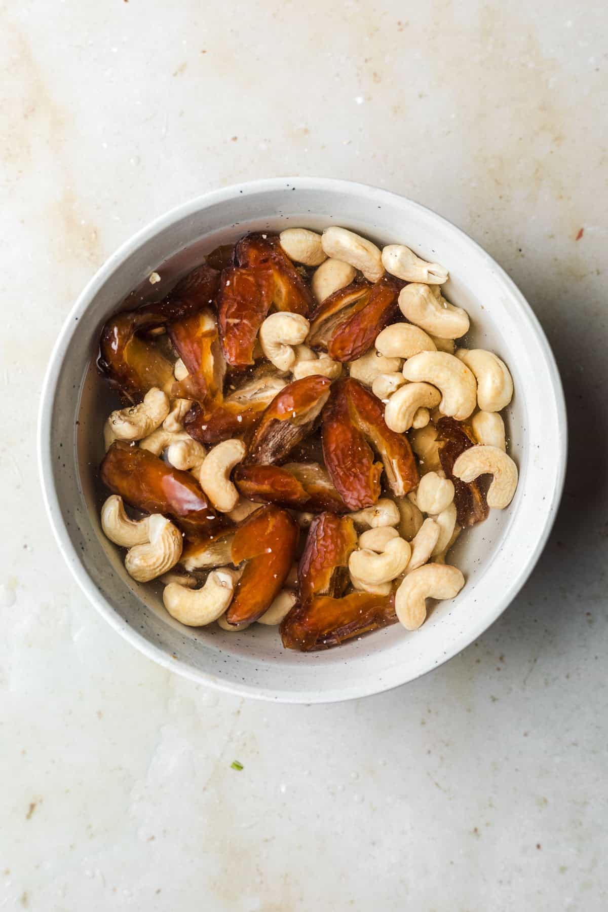soaked dates and cashews for cashew frosting