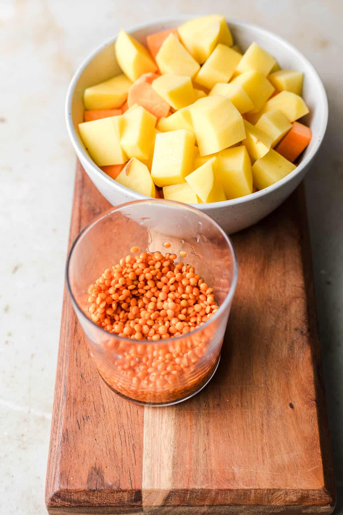ingredients for lentil potato stew