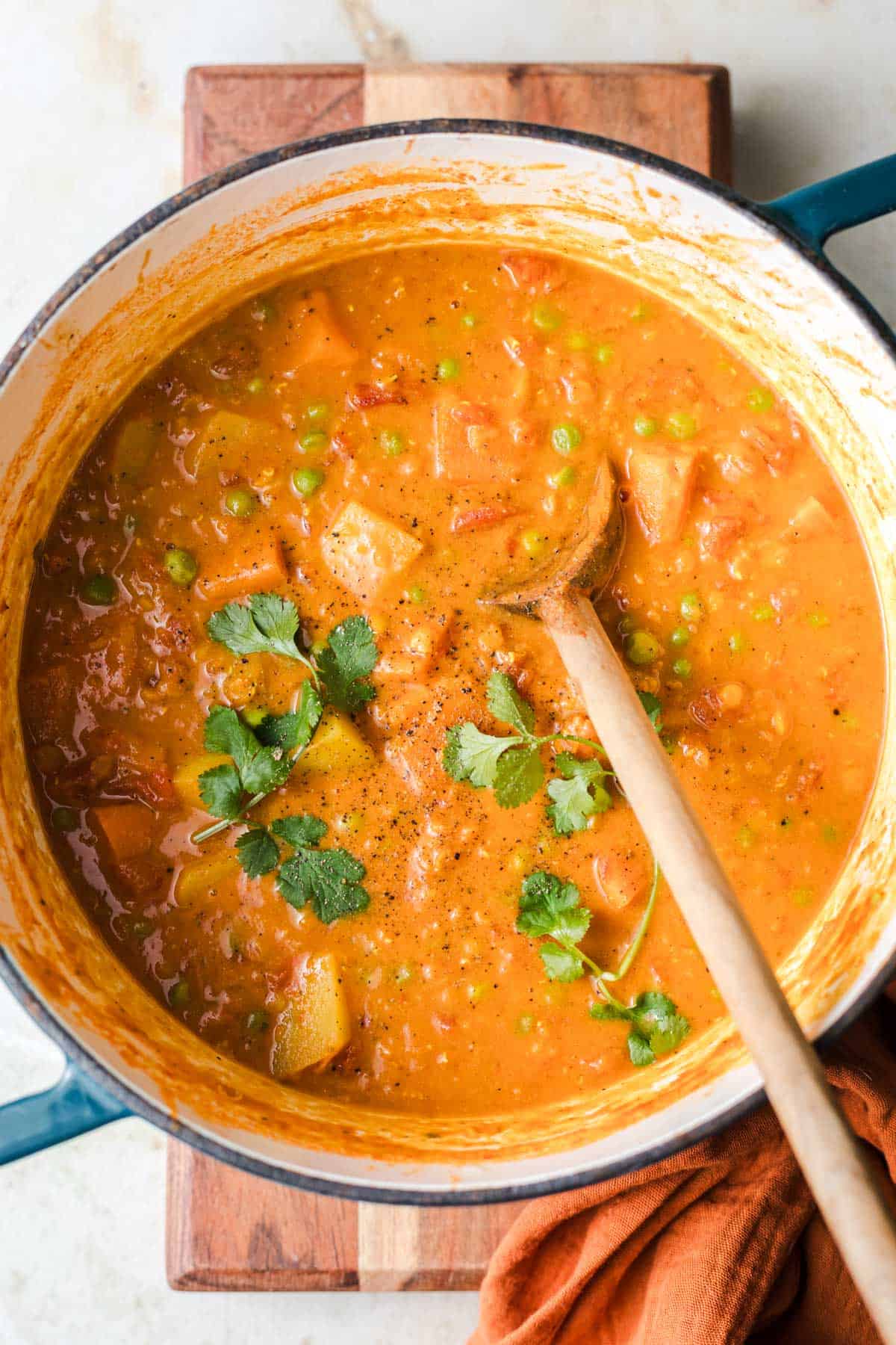healthy vegan lentil sweet potato Curry