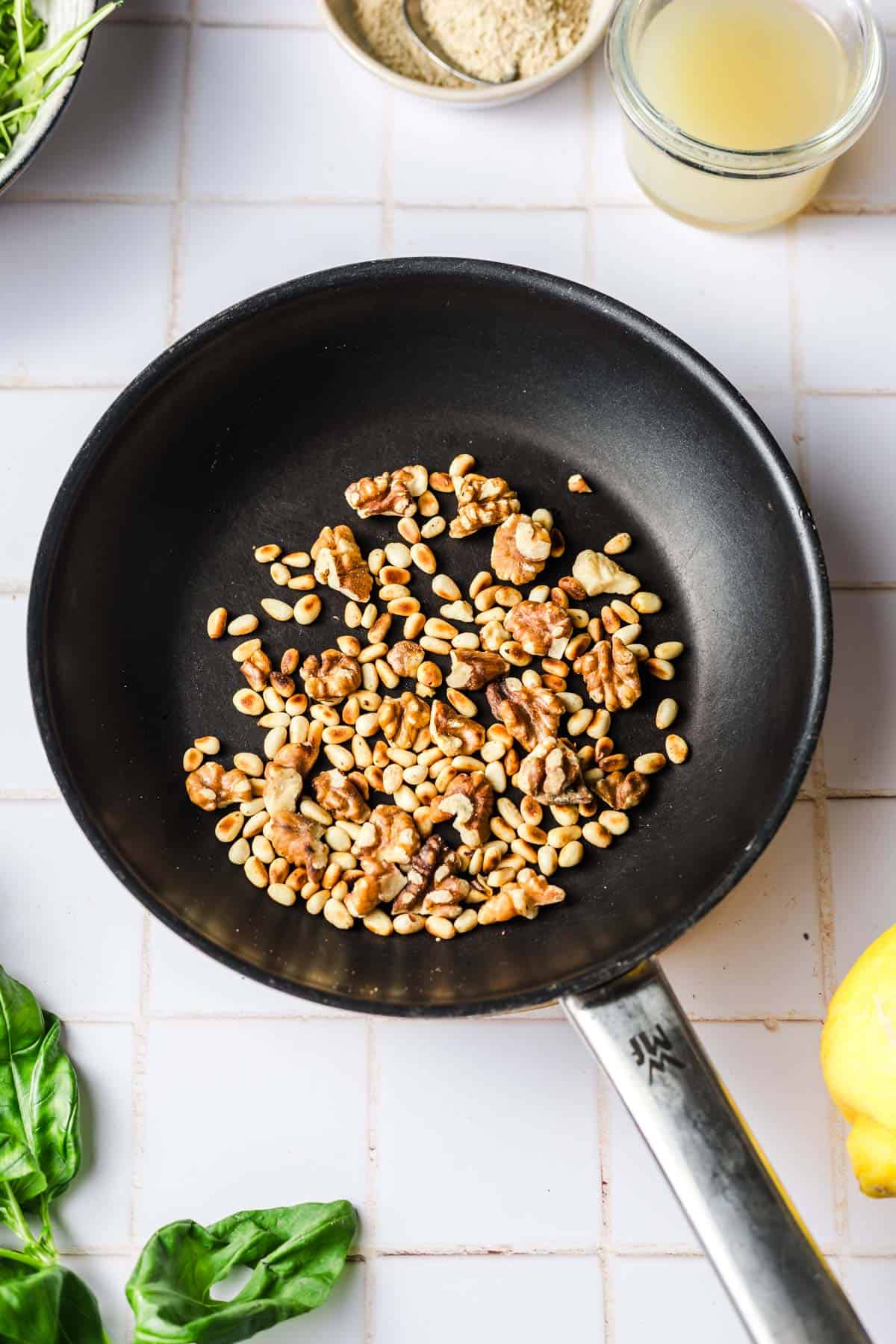 toasting pine nuts in pan