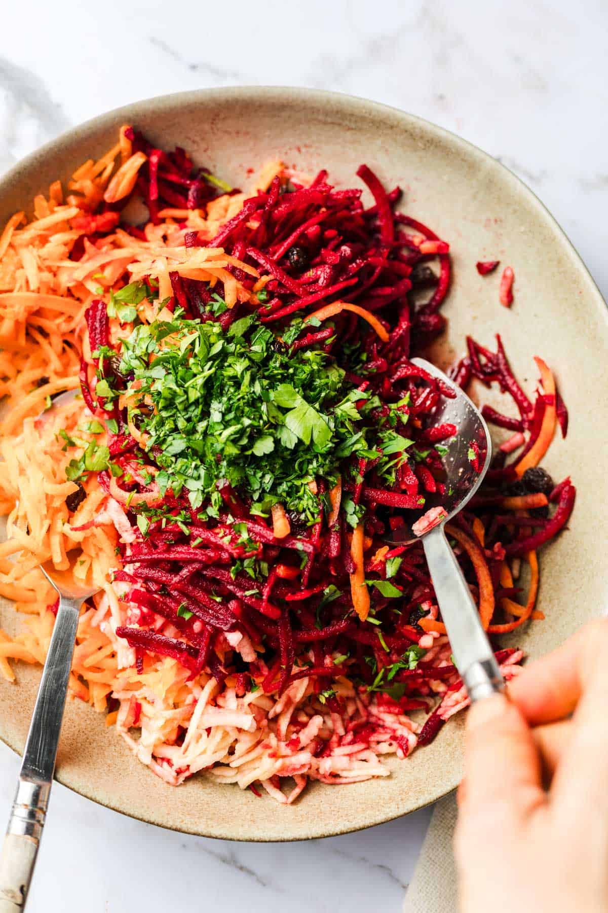raw vegan salad with parsley