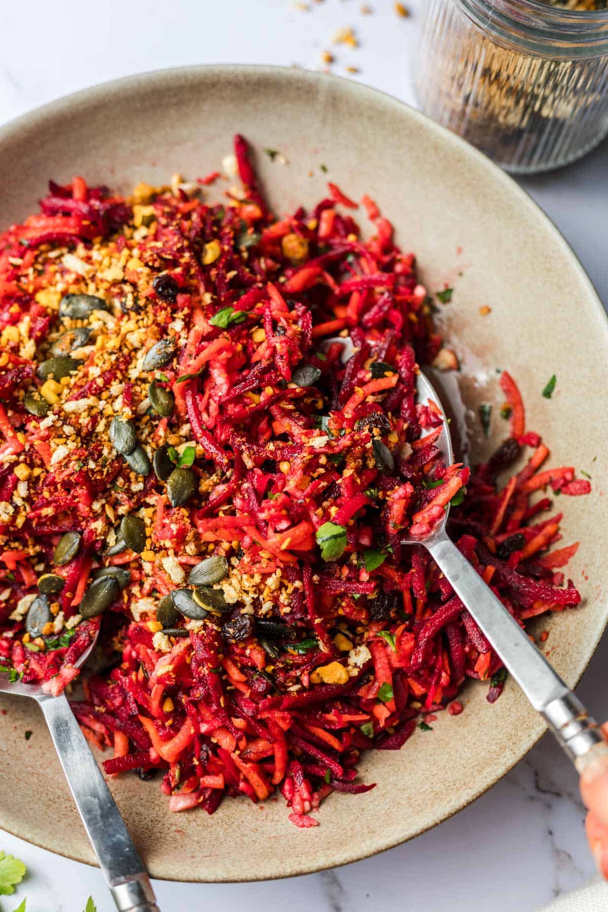 fresh beet salad with pepitas
