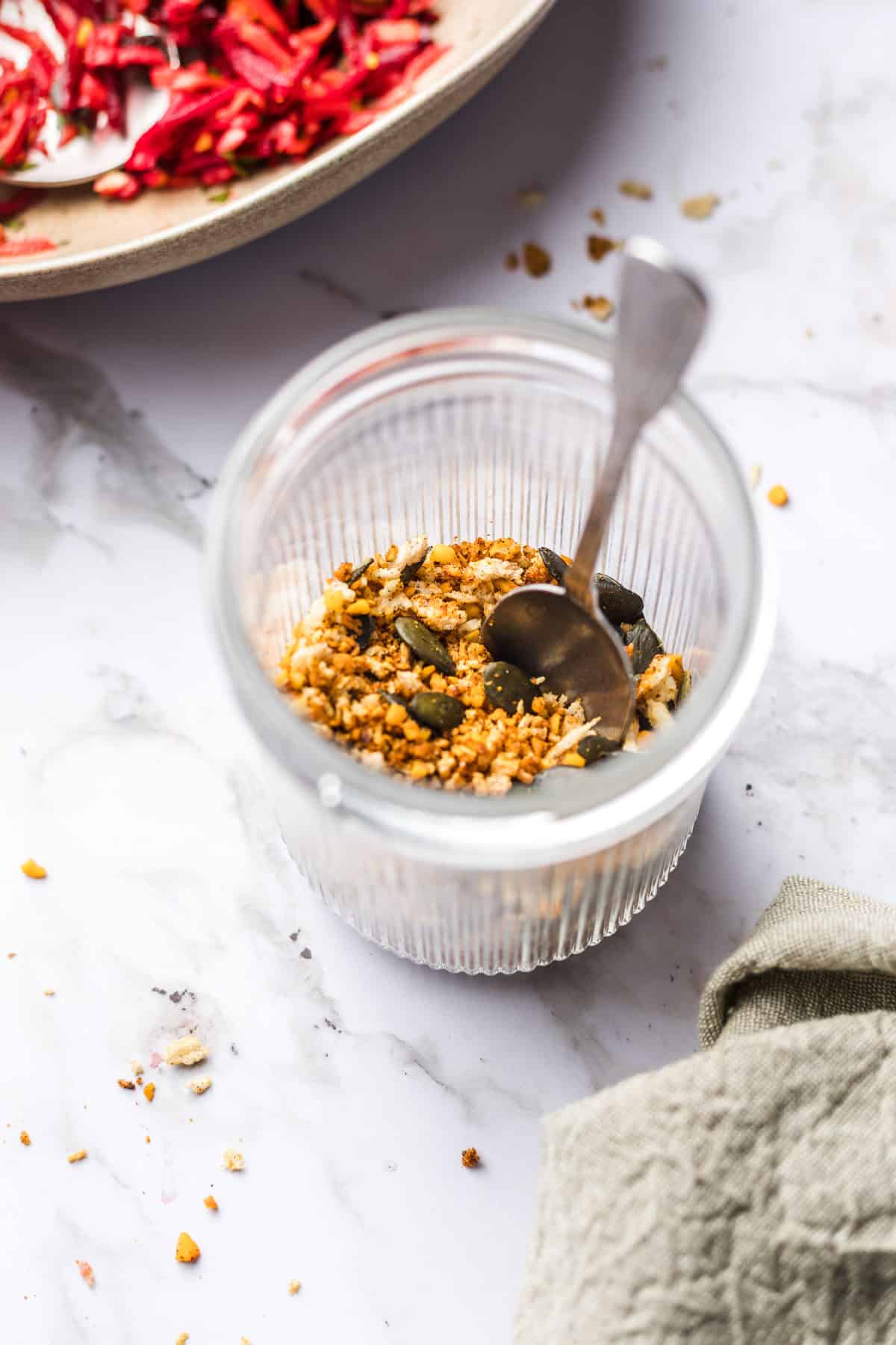 oil-free nutty sprinkle for salads and soups