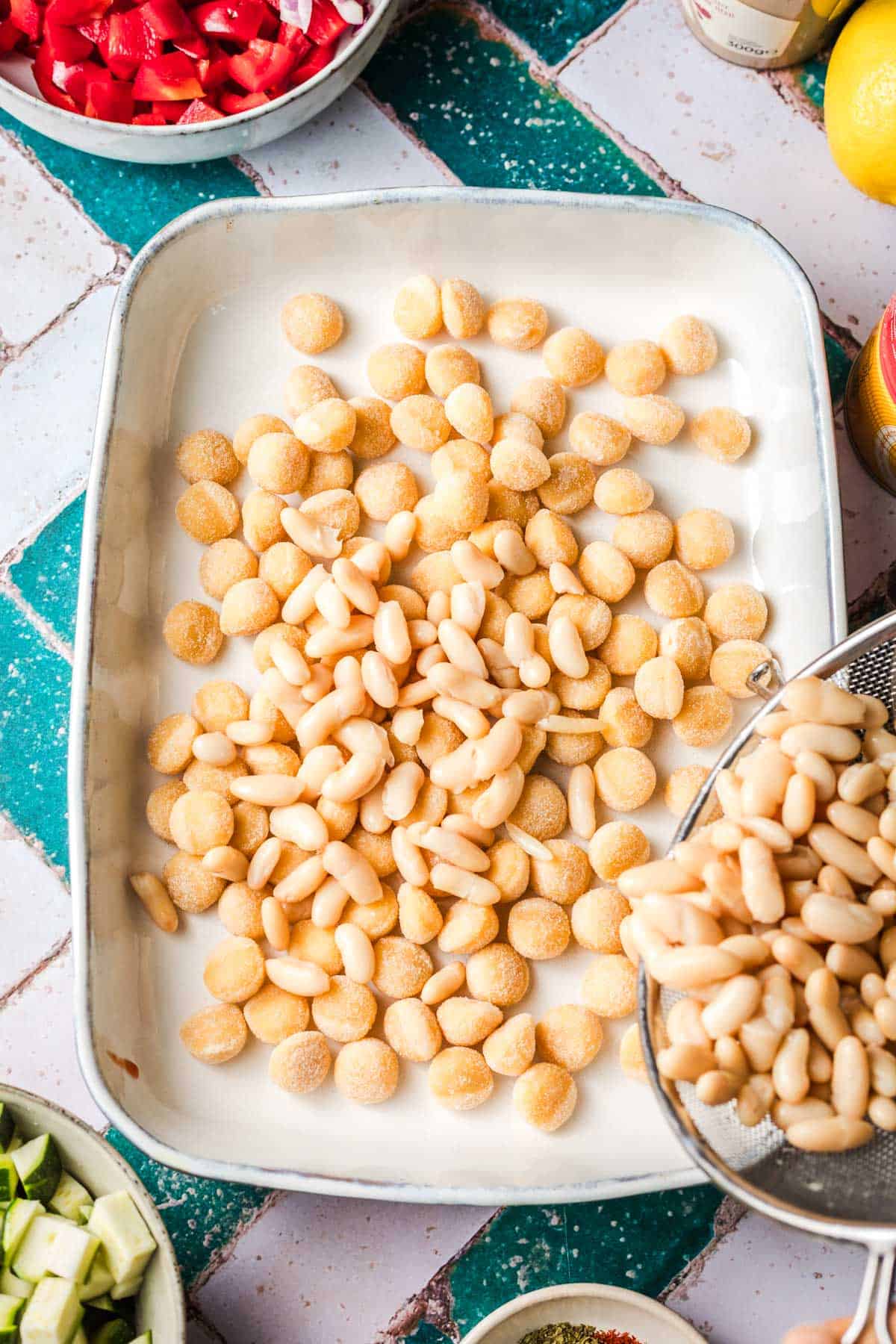 gnocchi and beans ins casserole dish
