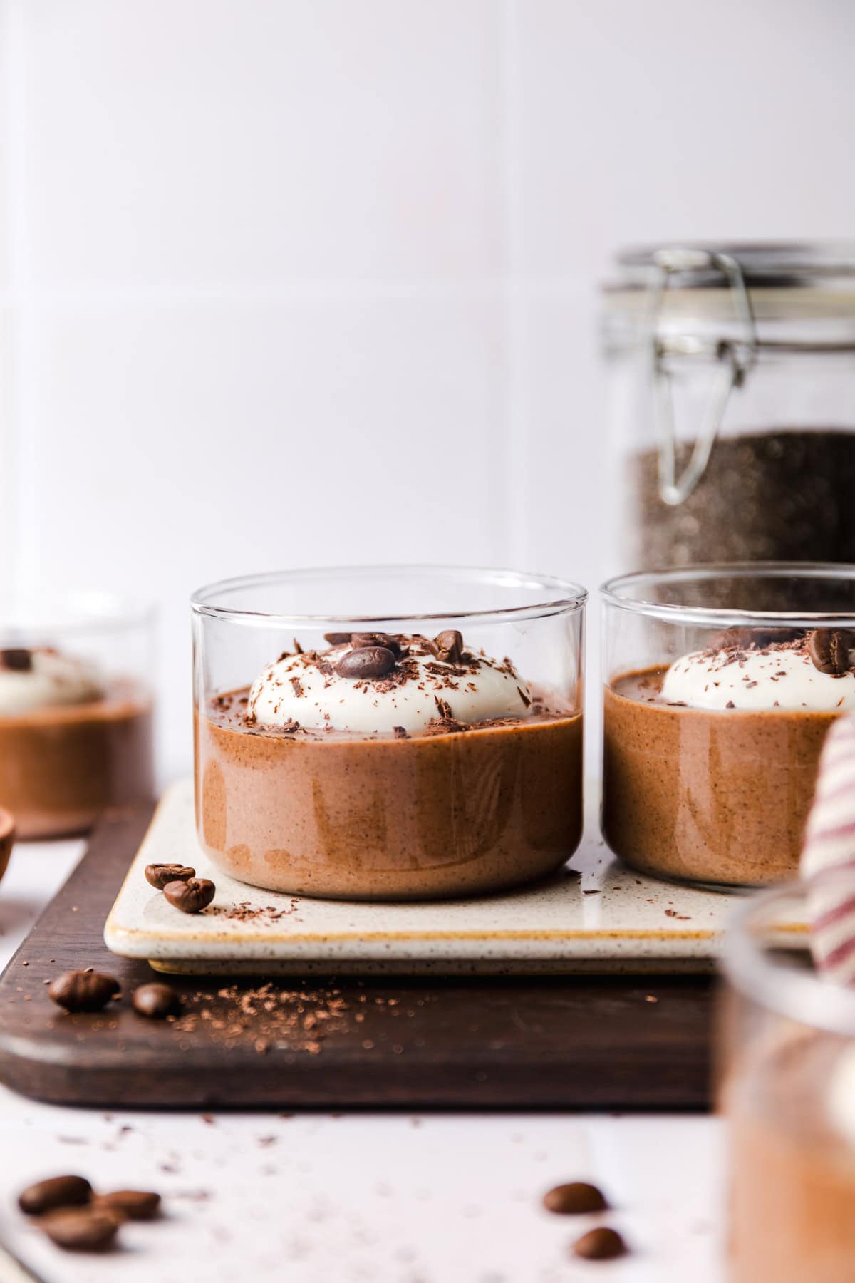 vegan chocolate chia pudding with coffe