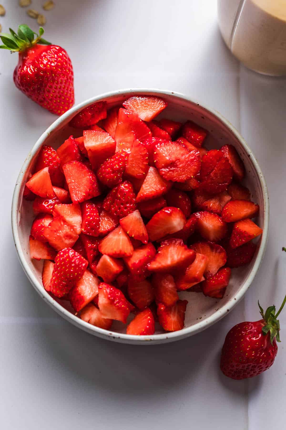 freshly cut strawberries
