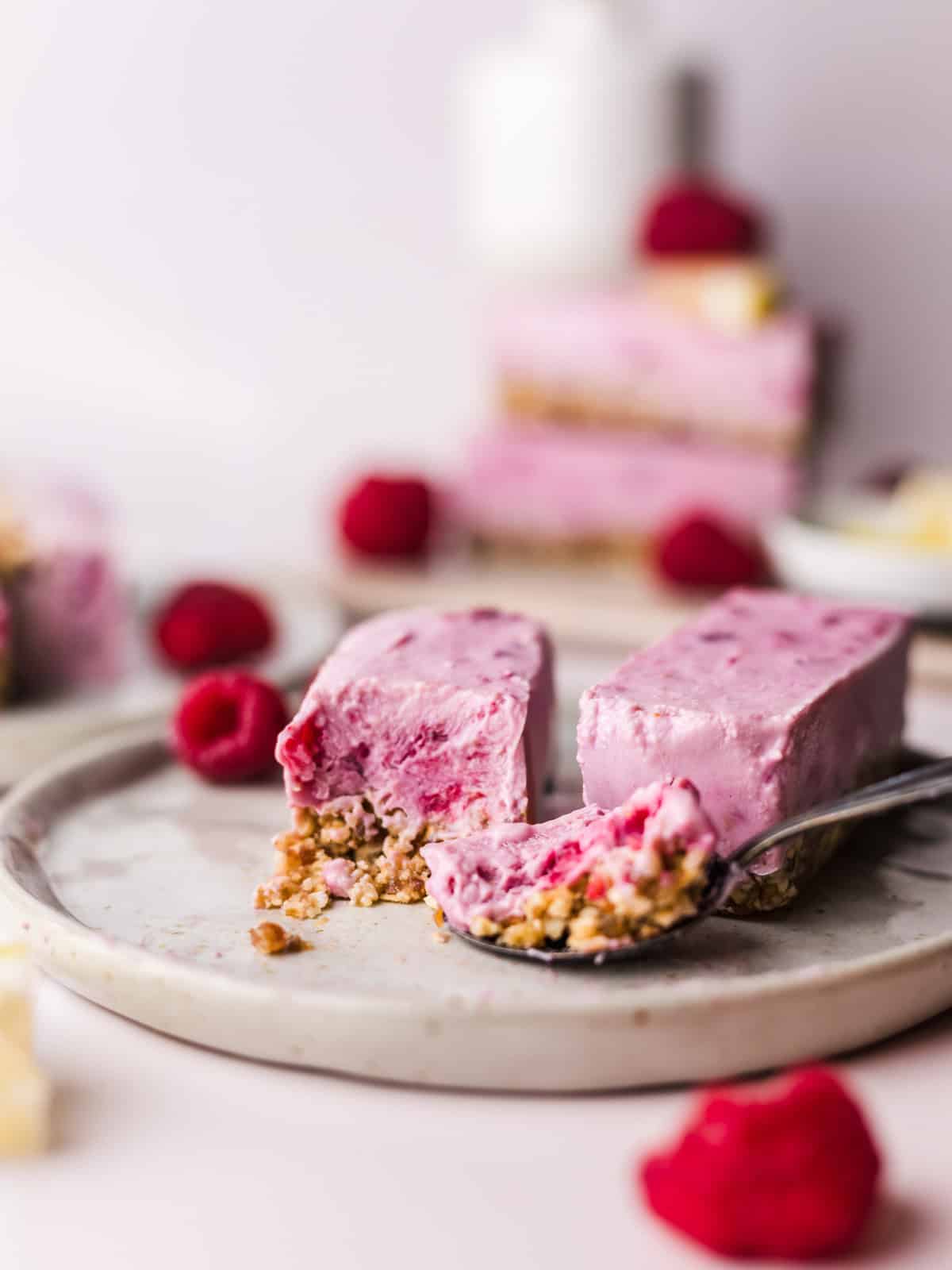 healthy lemon raspberry ice cram bars