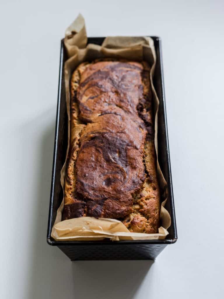 chocolate marbled banana loaf