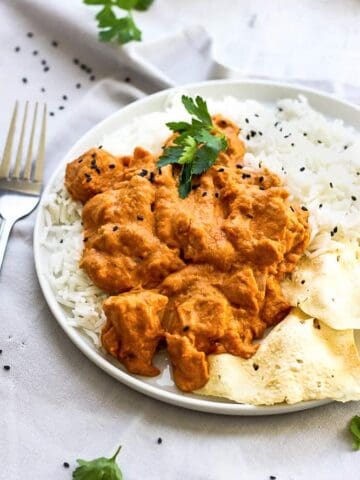 vegan butter chicken with rice
