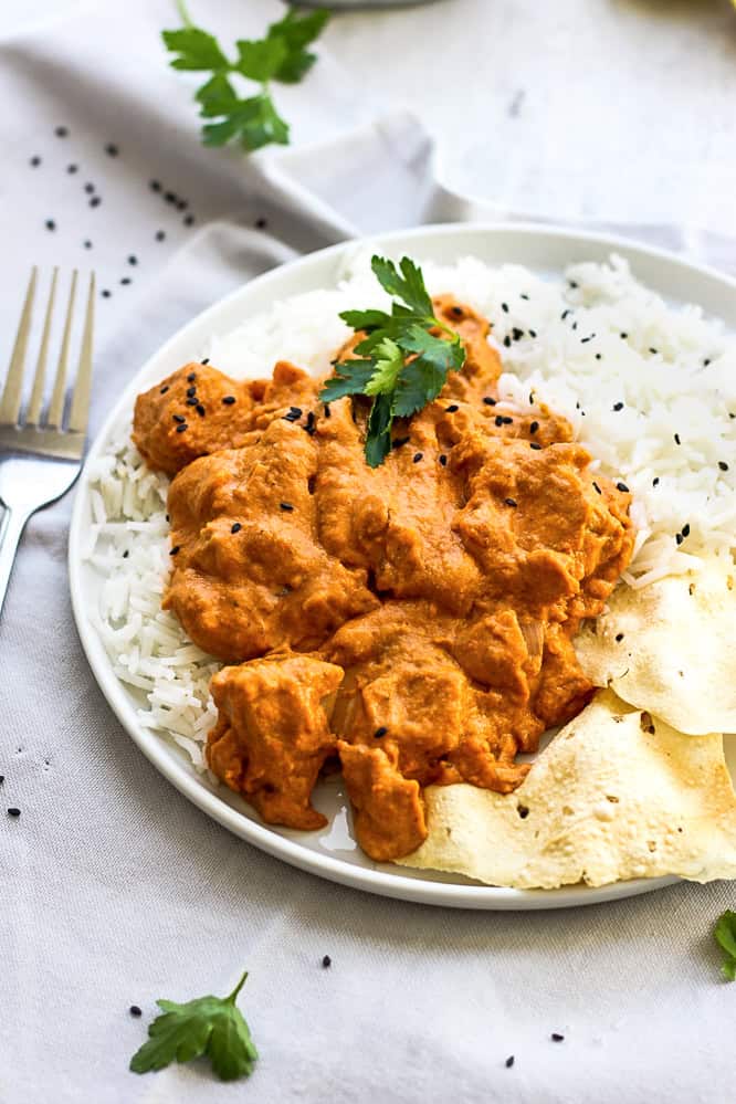 vegan butter chicken with rice