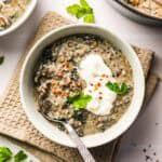 creamy mushroom stew vegan wtih kale