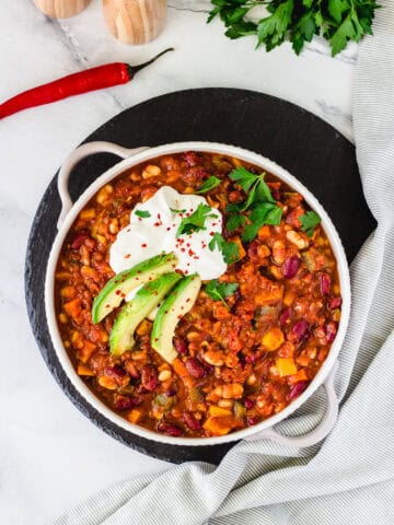 The best vegan sweet potato chili #vegan#low-fat#chili
