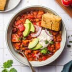vegan sweet potato chili with cornbread