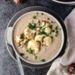 Vegan roasted-cauliflower-chestnut soup #vegan #soup #chestnuts