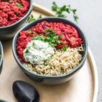Red Lentil Dal with beets and apple