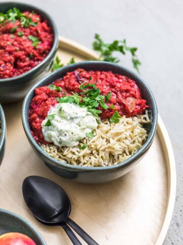 Red Lentil Dal with beets and apple