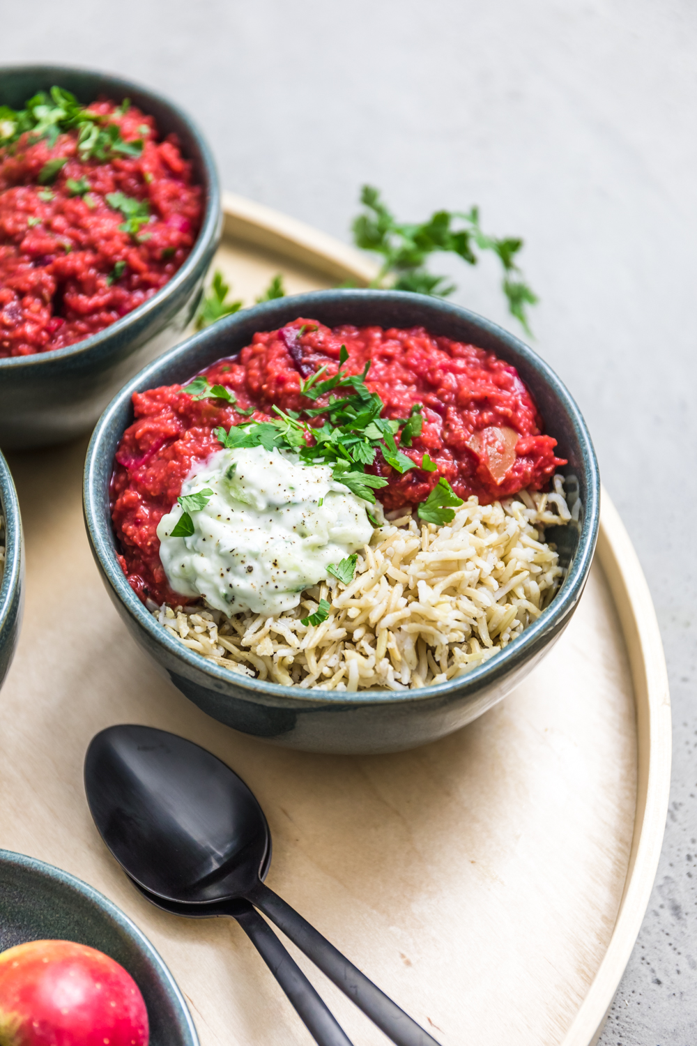 Red Lentil Dal with beets and apple