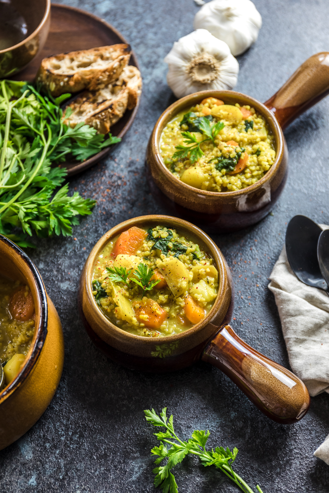 Bulgur soup with golden beet