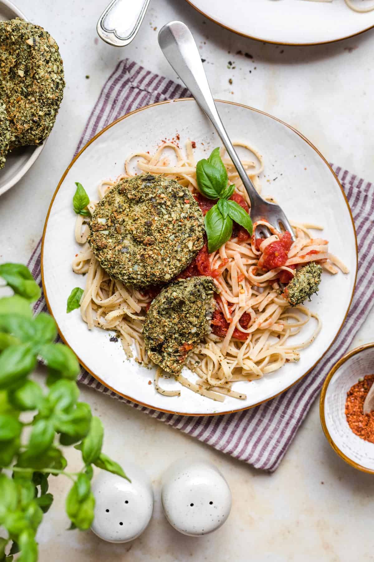 oil-free gluten-free vegan eggplant parmesan