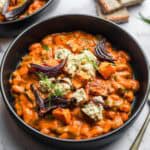 white beans in creamy sweet potato sauce