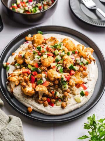 roasted vegetable on tahin sauce and cousous