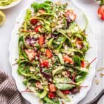 vegan shaved asparagus salad recipe with quinoa and strawberries
