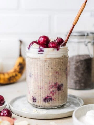 vegan protein overnight oats with chia and banana
