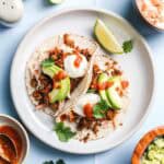 Vegan tacos with smoky cauliflower walnut meat and creamy coleslaw