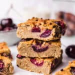 Sugar-free chickpea blondies with cherries