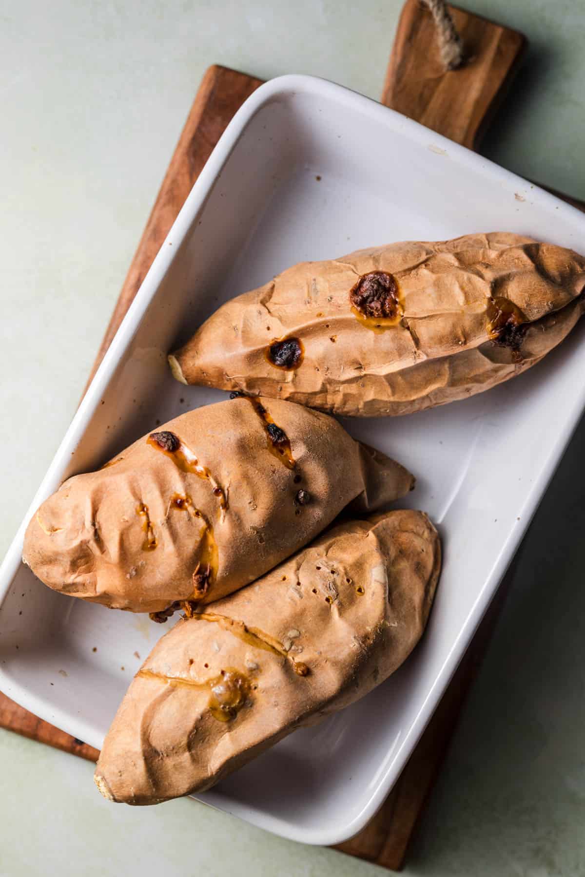 Baked sweet potatoes fresh out of the oven