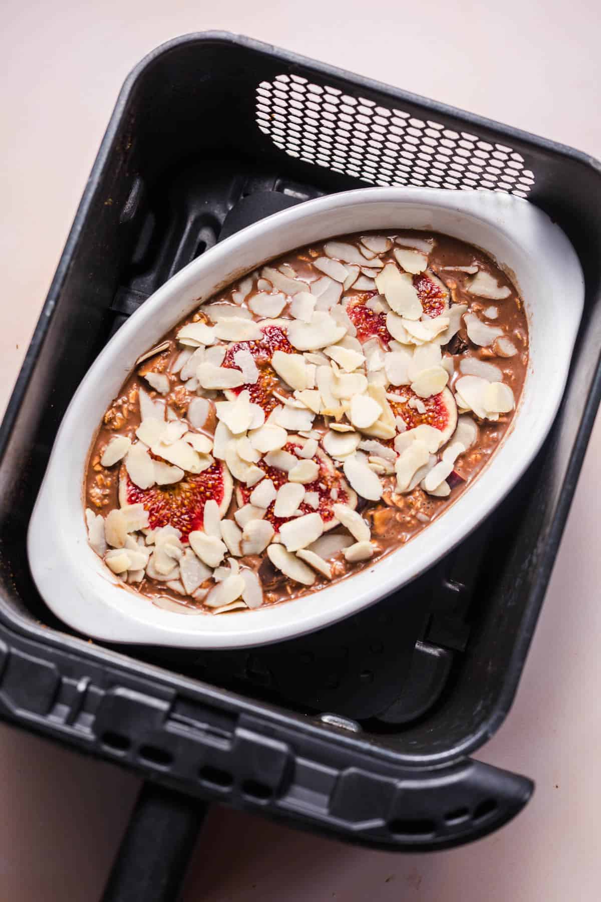 veganes schoko porridge aus der heissluftfritteuse
