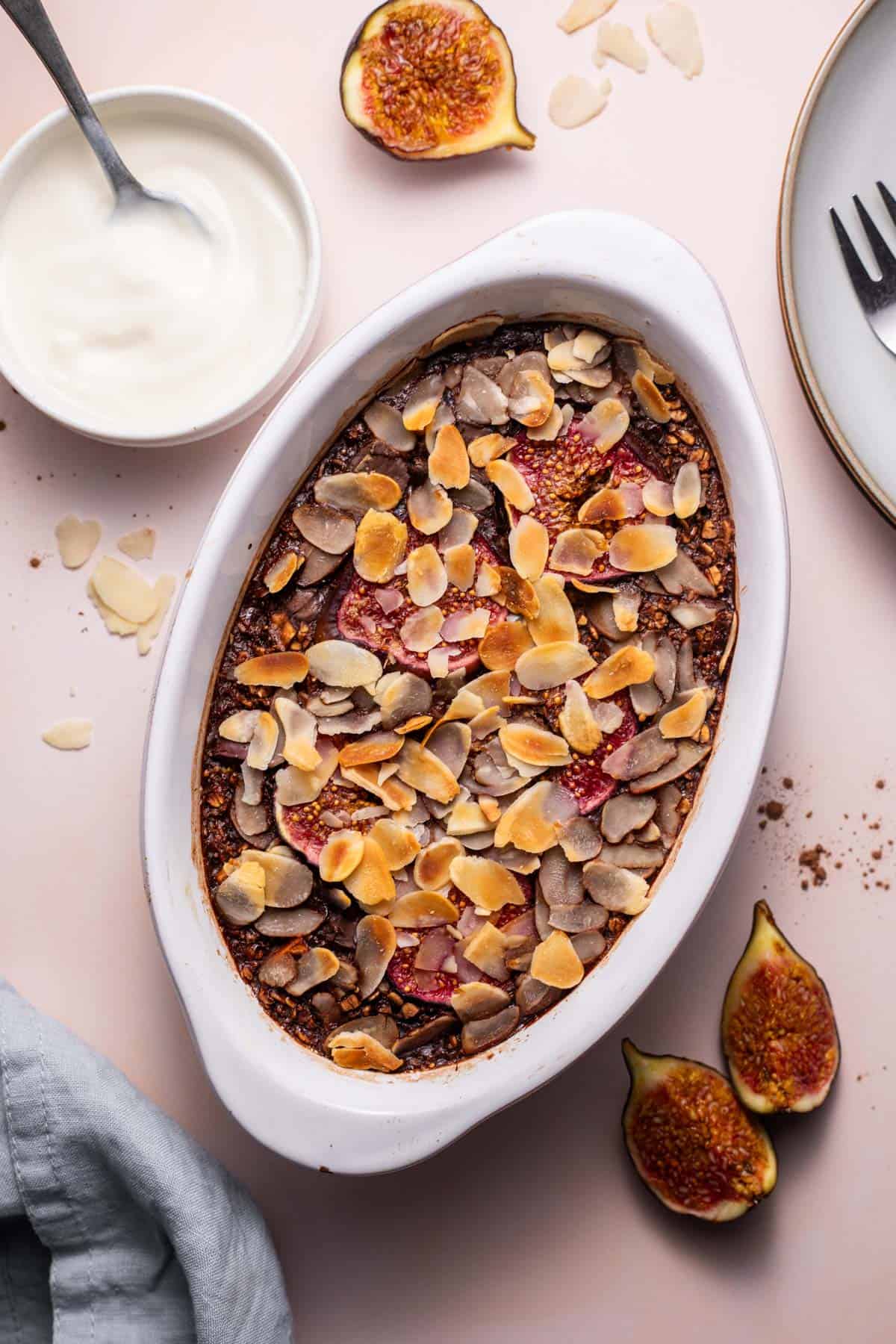 schoko baked oatmeal vegan mit feigen
