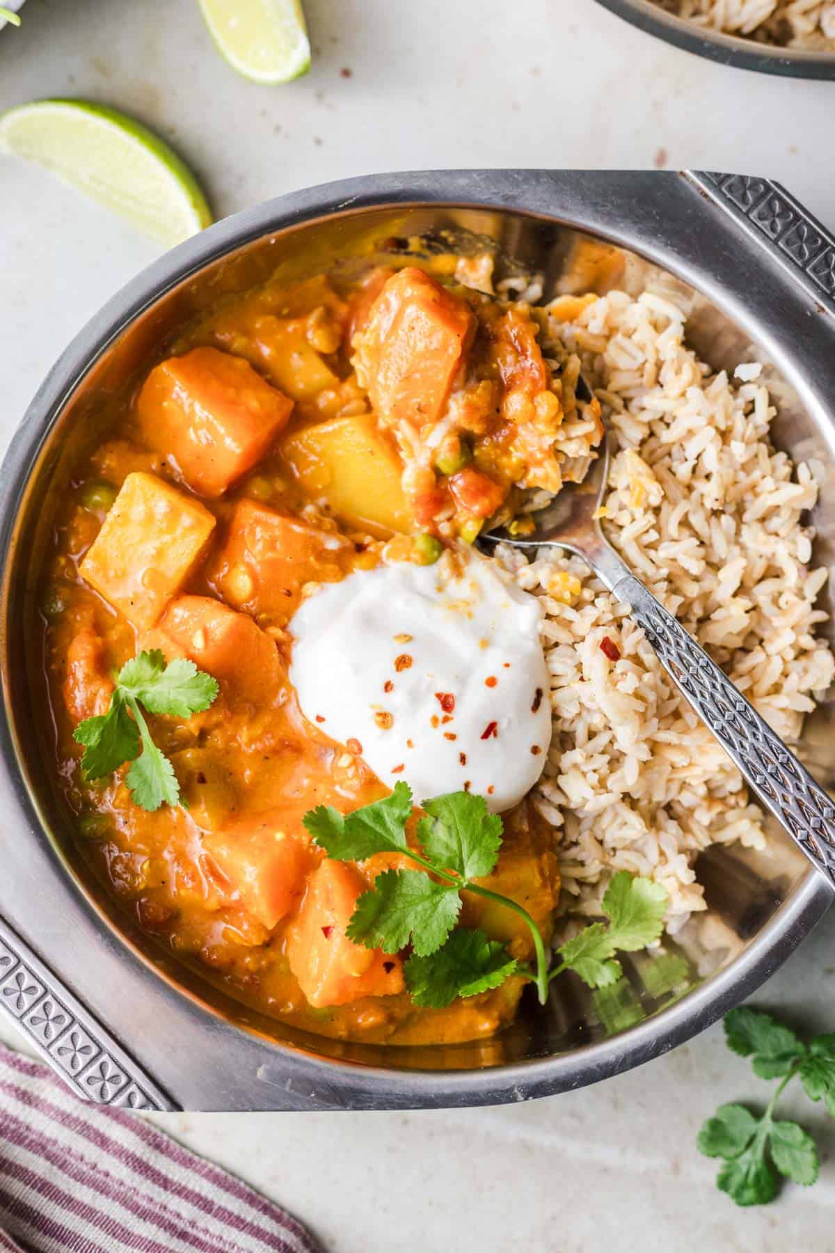 schneller eintopf rote linsen