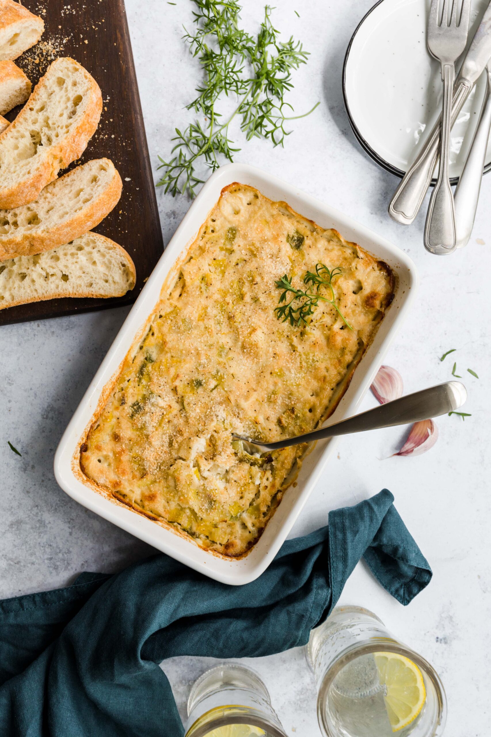 cremiger veganer Lauch Dip mit cashewkernen