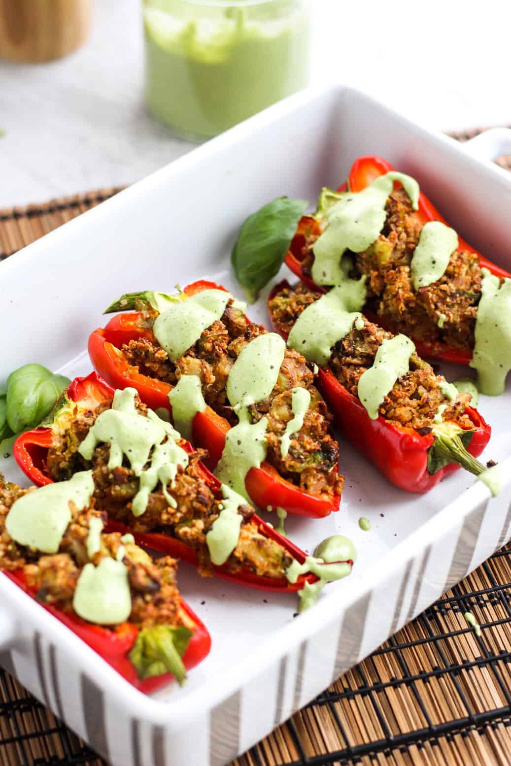 Paprika gefüllt mit Manden und Rosenkohl 